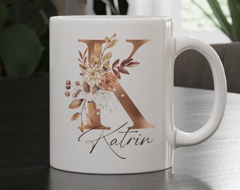 Tasse mit Namen | Tasse mit Buchstabe | Tasse personalisiert | Keramik Tasse | Geschenk | beidseitig bedruckt