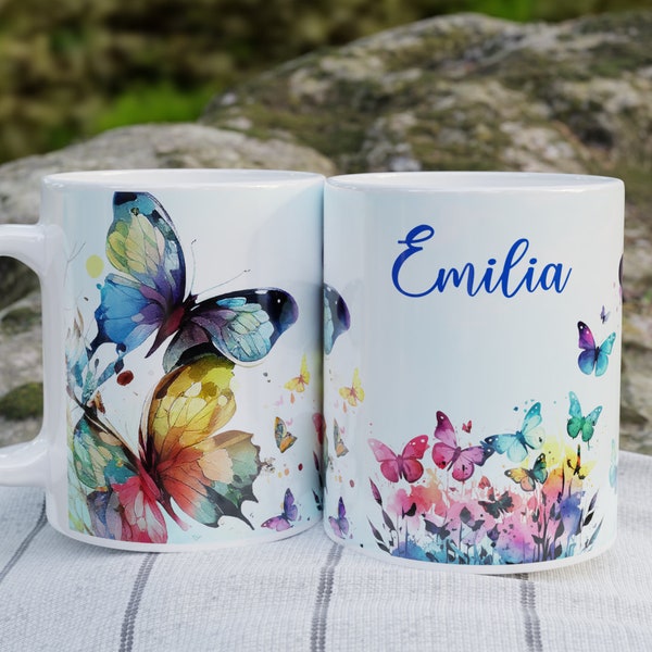 Tasse mit Namen | Schmetterling | Tasse personalisiert | Keramik Tasse | Geschenk