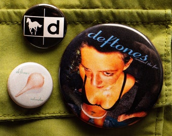 Deftones Button Pack | Nu Metal Button Pins in 1in and 2.25in | Around the Fur, White Pony, Diamond Eyes, Saturday Night Wrist, Koi No Yokan