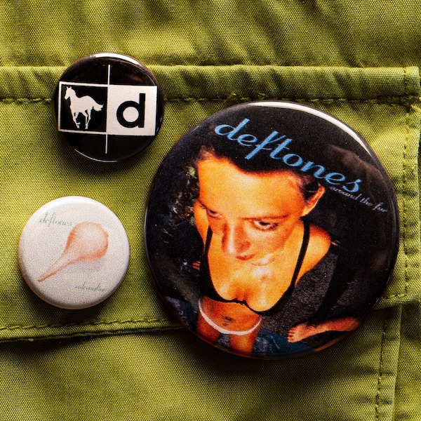 Deftones Button Pack | Nu Metal Button Pins in 1in and 2.25in | Around the Fur, White Pony, Diamond Eyes, Saturday Night Wrist, Koi No Yokan