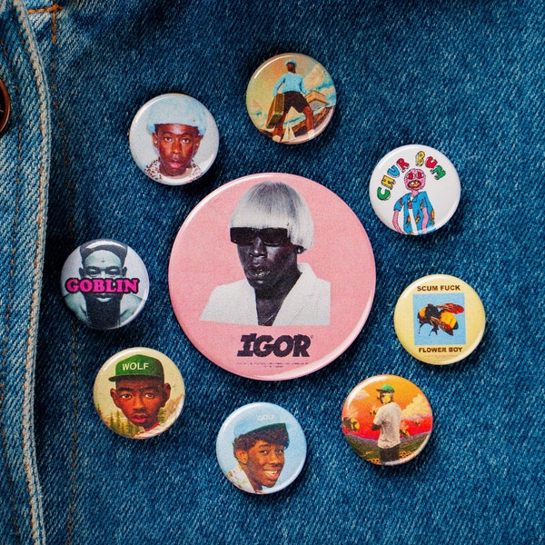 Tyler The Creator Button Pack | Hip Hop Pinback Buttons in 1in and 2.25in | Goblin, Wolf, Flower Boy,  Igor pin, Call Me If You Get Lost