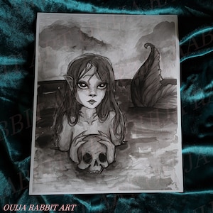 The Mermaid, Giclée Print, 8x10, Gothic Home Art
