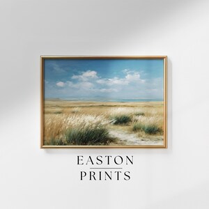 Summer Prairie Landscape Painting - Gentle Pastel Gold Hues, Rustic Nature Decor, Tranquil Countryside Printable Wall Art, Digital Poster 28
