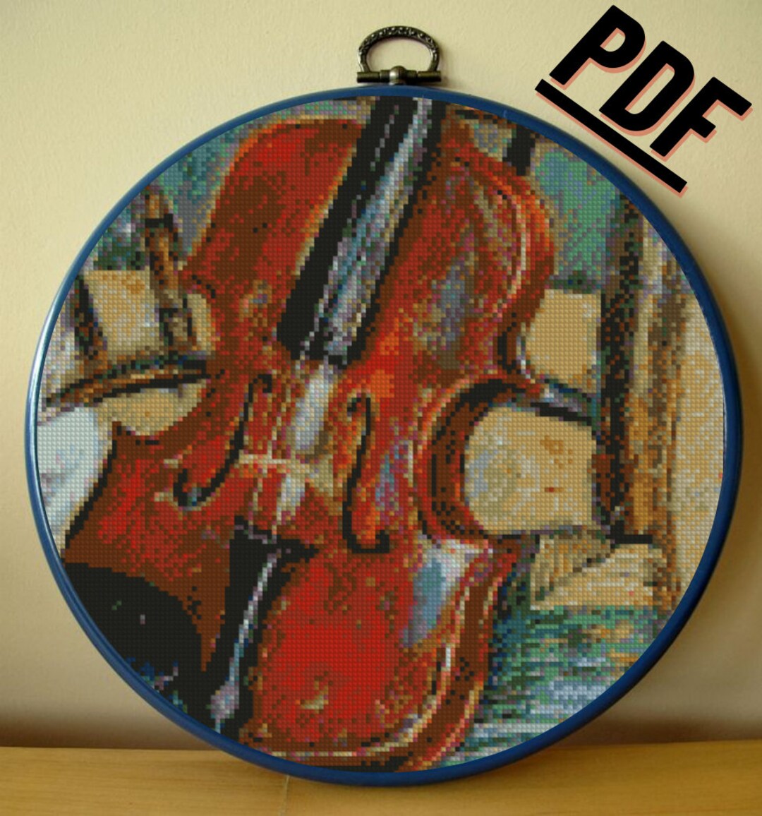 Nostalgia Violin, Cross Stitch Pattern, Counted Cross Stitch, Cross