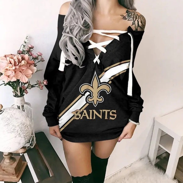 Saints Sexy V-Neck Drawsting Tight Long Top (runs small)