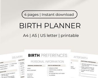 Birth Plan Template | Printable Birth Plan and Checklist