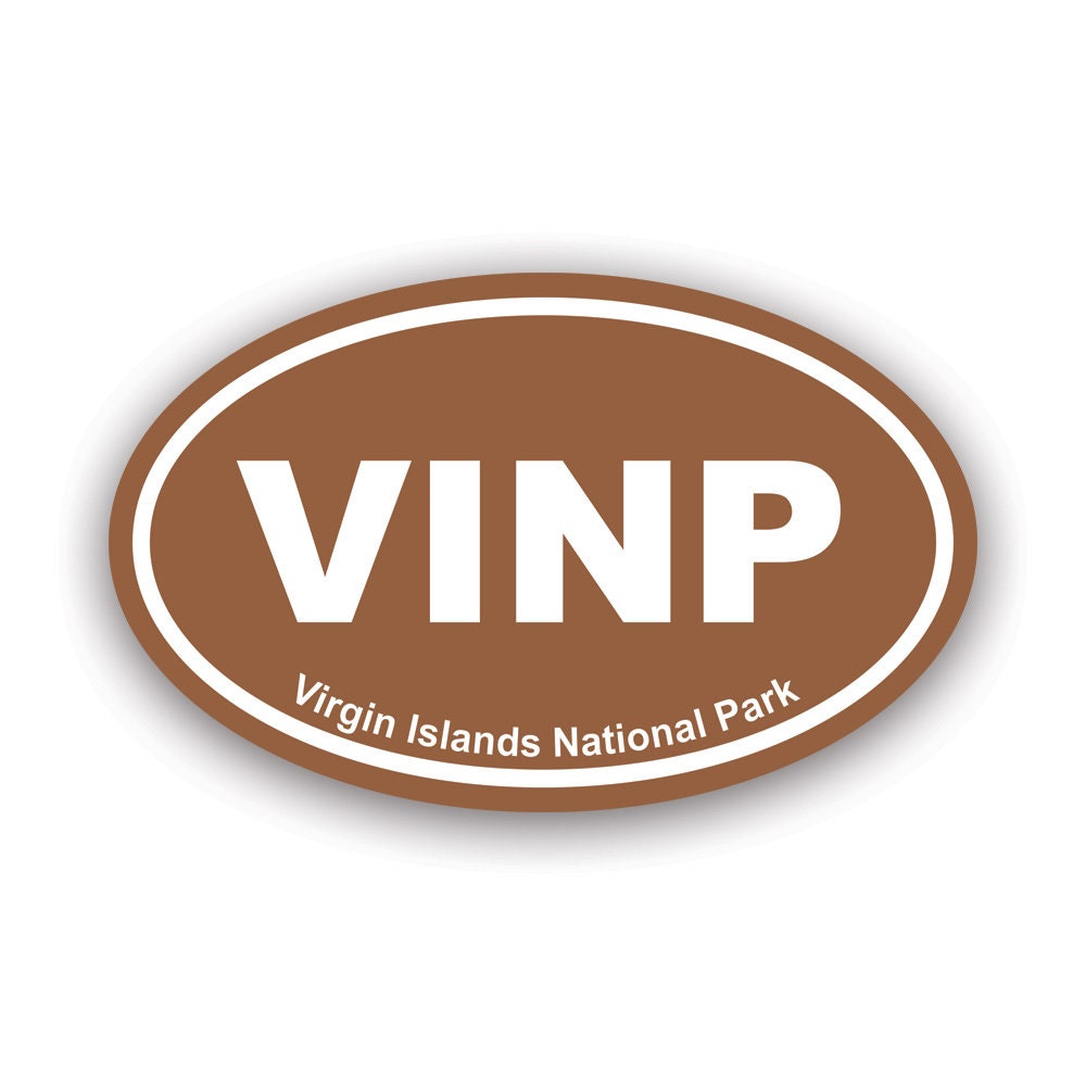 Virgin Islands National Park Brown Oval Sticker - Decal - American Made - UV Protected euro VINP st john trunk francis annaberg plantation
