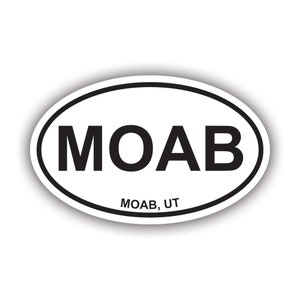 Calcomanía ovalada MOAB Utah - Calcomanía - Fabricada en Estados Unidos - Protección UV - Moab Euro Oval UT Arches Canyonlands NPS