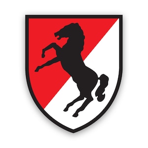 US Army 11th Armored Cavalry Regiment Patch Sticker - Decal - American Made - UV Protected - blackhorse fort irwin served service veteran