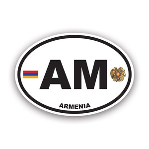 Armenia Adesivo Ovale - Decalcomania - American Made - Protetto UV Bandiera armena Codice Paese EURO AM V2