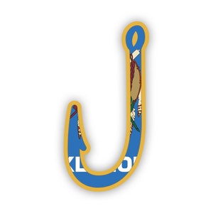 Oklahoma Fish Hook Aufkleber - Aufkleber - American Made - UV-geschützt - Flaggen-Fishhook-Winkelangeln