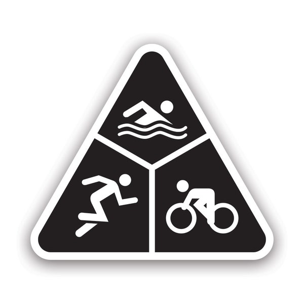 Swim Bike Run Triathlon Sticker - Decal - American Made - UV Protected - tri swimming cycling running triathlete