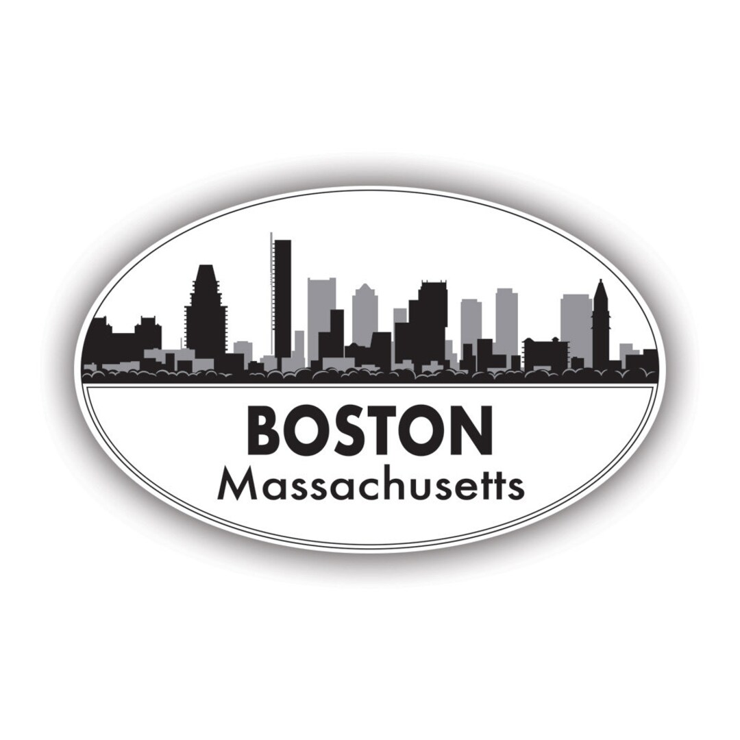 Oval Boston Skyline Sticker - Decal - American Made - UV Protected ...