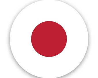 Round Japanese Flag Sticker - Decal - American Made - UV Protected - japan jpn jn circle