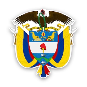 Colombian Coat of Arms Sticker - Decal - American Made - UV Protected colombia flag col co coa