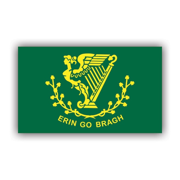 Erin Go Bragh Flag Sticker - Decal - American Made - UV Protected - ireland harp flag of los san patricios irish forever