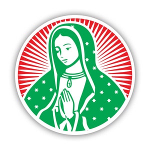 Round Virgen de Guadalupe Sticker - Decal - American Made - UV Protected our lady of guadalupe mexico mary catholic