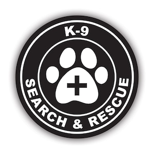 K-9 Search and Rescue with Paw Cross Sticker - Decal - American Made - UV Protected - k9 police dog canine law enforcement