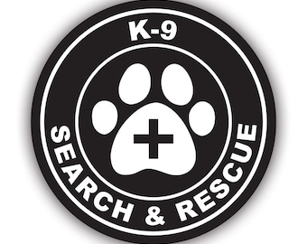K-9 Zoeken en redden met Paw Cross Sticker - Sticker - Amerikaans gemaakt - UV-beschermd - k9 politiehond honden wetshandhaving