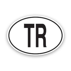 TR Turkey Country Code Oval Sticker - Decal - American Made - UV Protected - turkish country code euro ovals