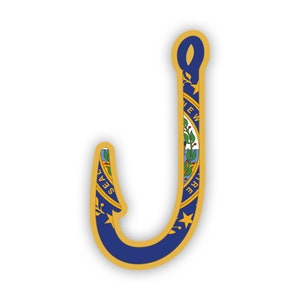 New Hampshire Fish Hook Aufkleber - Aufkleber - American Made - UV-geschützt - Flaggen-Fishhook-Winkelangeln