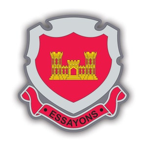 Army Corps of Engineers ESSAYONS Crest Sticker - Decal - American Made - UV Protected - military engineer engineering logo essayon