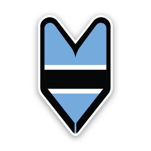 Può includere: Un adesivo a forma di cuore blu, nero e bianco con la bandiera del Botswana.