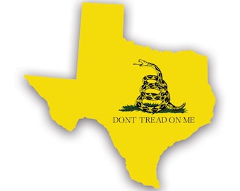 Texas State Shaped Gadsden Flag Sticker - Decal - American Made - UV-beschermde tx niet lopen op me ratelslang opgerold historische Amerikaanse