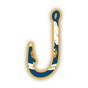 Louisiana Fish Hook Aufkleber - Aufkleber - American Made - UV-geschützt - Flaggen-Fishhook-Winkelangeln