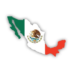 Mexico Shaped Mexican Flag Sticker - Decal - American Made - UV Protected - mx eagle cactus rattlesnake