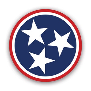 Tennessee Stars Sticker - Decal - American Made - UV Protected - tn flag three grand divisions volunteer volunteers