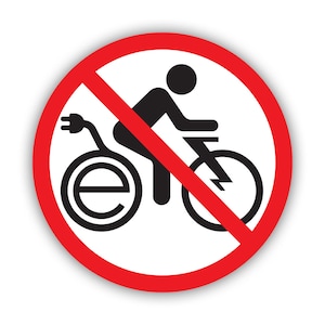 No E-Bikes Sticker - Decal - American Made - UV Protected no electric bike electrical bikes
