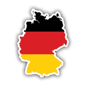 Germany Shaped German Flag Sticker - Decal - American Made - UV Protected - country deutschland munich oktoberfest