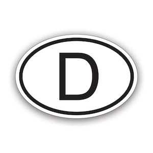 D Germany Country Code Oval Sticker - Decal - American Made - UV Protected german euro