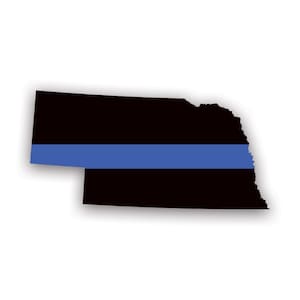 Nebraska State Shaped The Thin Blue Line Sticker - Calcomanía - American Made - UV Protegido policía de primera respuesta apoyo policial NE v2