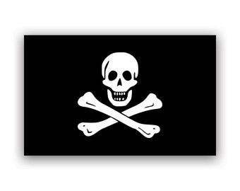 Calcomanía de la bandera de Jolly Roger Edward of England - Calcomanía - Fabricado en Estados Unidos - Cráneo y huesos cruzados de la bandera pirata con protección UV