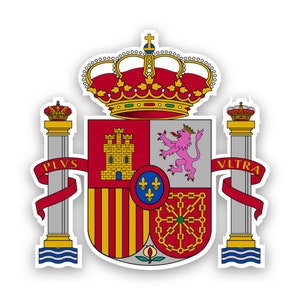 Autocollant d’armoiries espagnoles - Décalcomanie - Fabriqué aux États-Unis - Protégé UV Drapeau de l’Espagne ESP ES COA