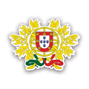 Portuguese Coat of Arms Sticker - Decal - American Made - UV Protected portugal flag prt pt coa