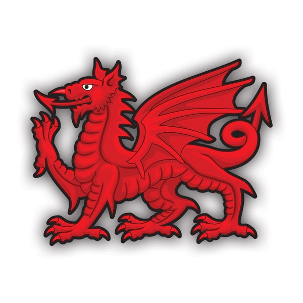 Welsh Dragon Sticker - Decal - American Made - UV Protected - wales red dragon uk welsh logo y ddraig goch