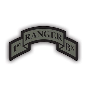 Subdued 1st Ranger BN Sticker - Decal - American Made - UV Protected - battalion sleeve insignia 75th ranger regiment