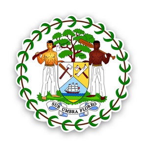 Belizean Coat of Arms Sticker - Decal - American Made - UV Protected belize flag blz bz coa