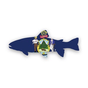 Maine State Shaped Trout Sticker - Decal - American Made - UV Protected me fly fishing fish fishers freshwater angler salmonidae