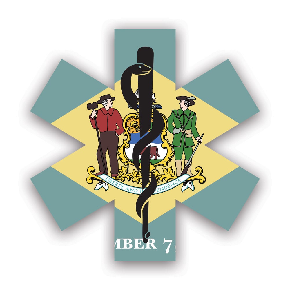 Delaware Star of Life Flag Sticker - Decal - American Made - UV ...