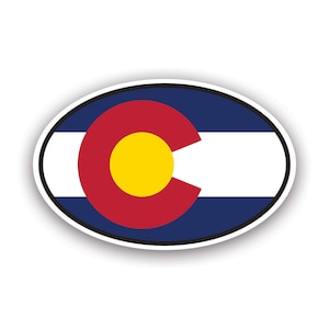 Colorado Flag Oval Sticker - Decal - American Made - UV Protected v4 co euro