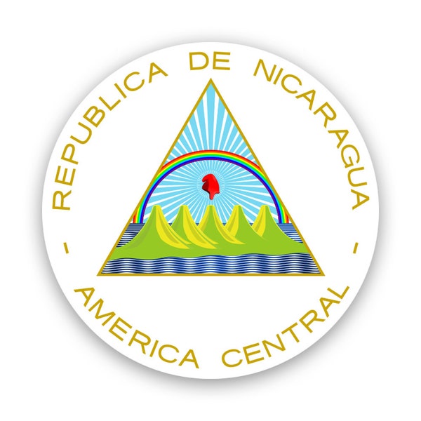 Nicaraguan Coat of Arms Sticker - Decal - American Made - UV Protected nicaragua flag nic ni coa