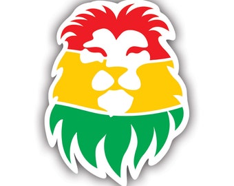 Rasta Lion Sticker - Decal - American Made - UV Protected - rastafari afro lion head reggae