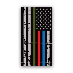 Vertical Tattered Thin Blue Line Flag Sticker - Decal - American Made - UV Protected american firefighter fire america usa america flags usa