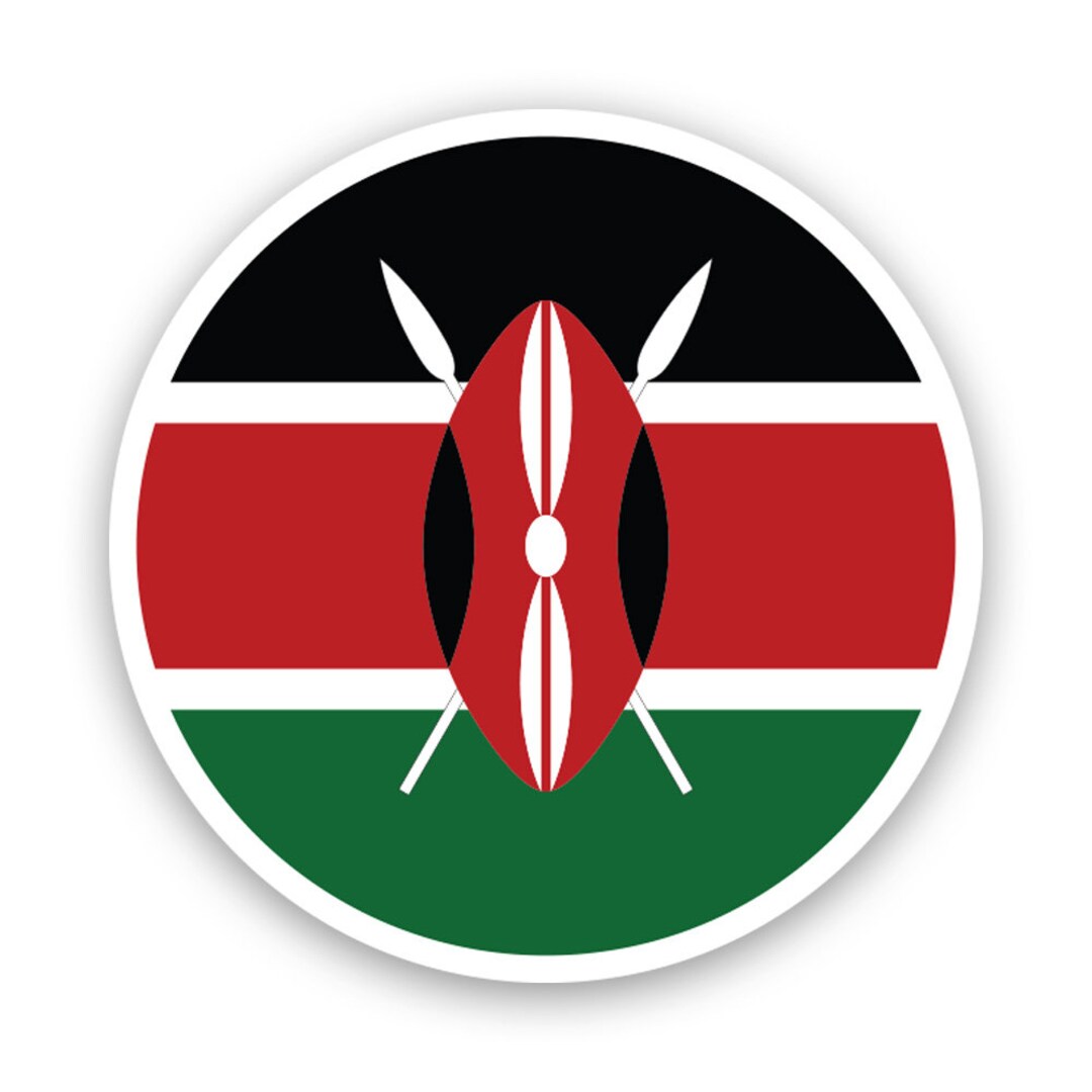 Round Kenyan Flag Sticker - Decal - American Made - UV Protected ...