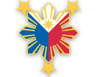 Filipino Pride Star Sun Sticker - Decal - American Made - UV Protected philippines philippine