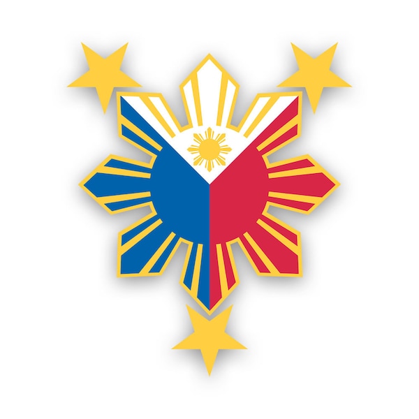 Filipino Pride Star Sun Sticker - Decal - American Made - UV Protected philippines philippine